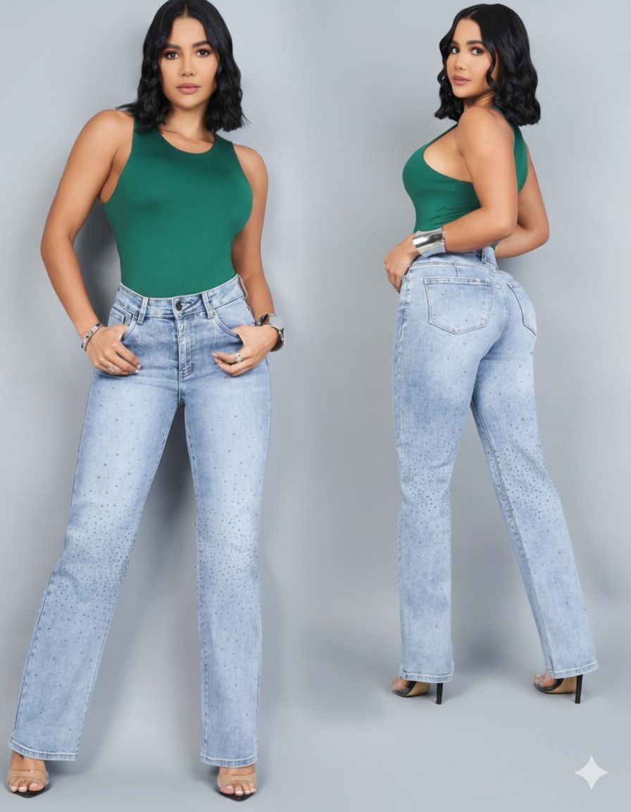 JEANS ANCHO PIEDRAS TALLA 8