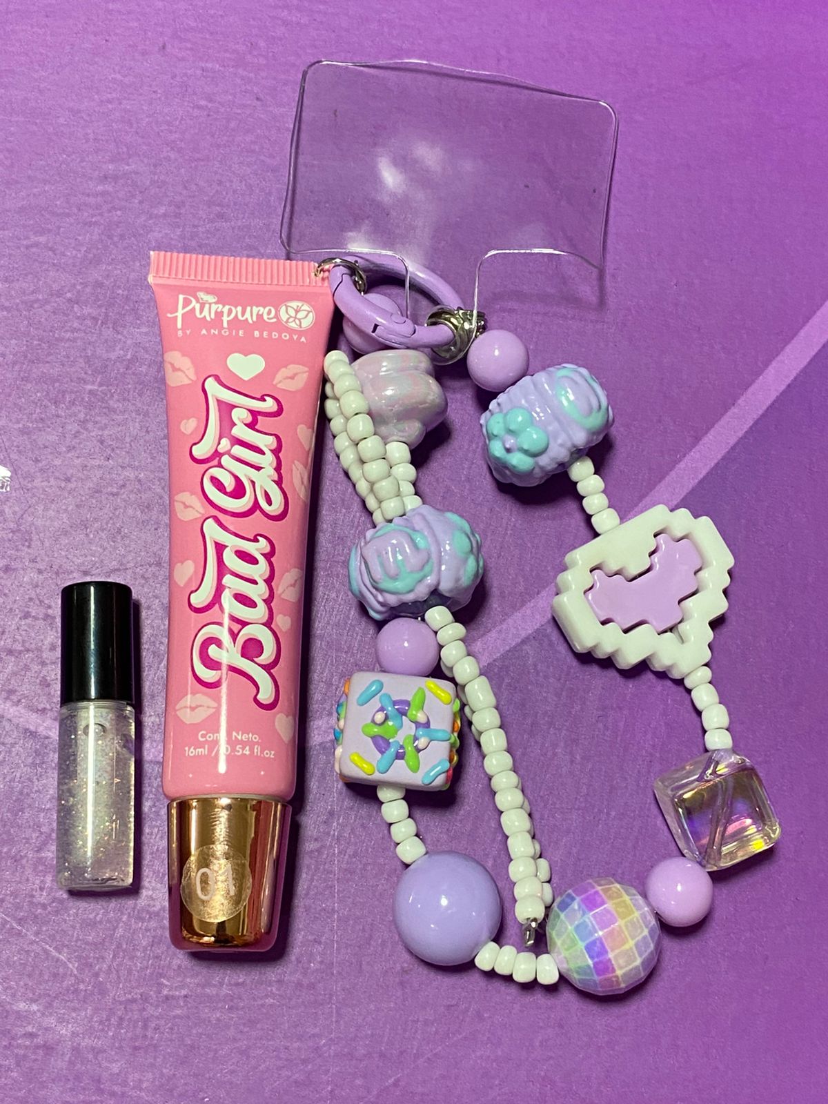 LIP GLOSS CON LLAVERO PURPURE