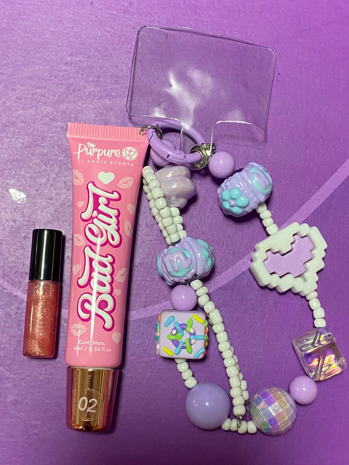 LIP GLOSS CON LLAVERO PURPURE