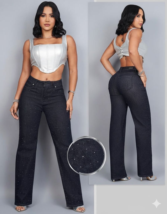 JEANS ANCHO PIEDRAS TALLA 8