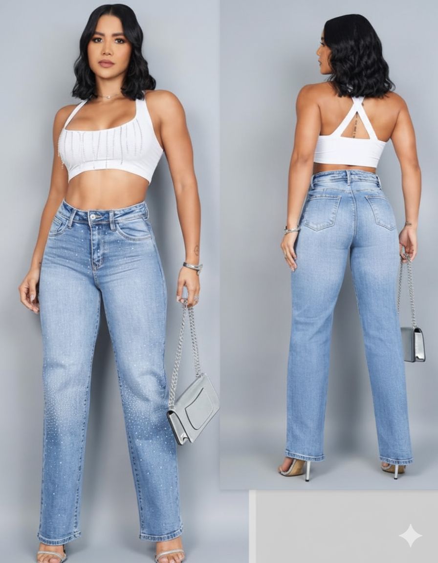 JEANS ANCHO PIEDRAS TALLA 8
