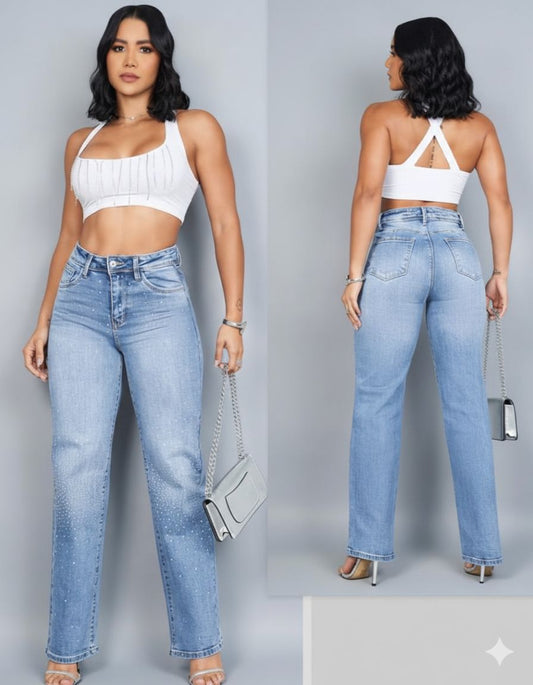 JEANS ANCHO PIEDRAS TALLA 3