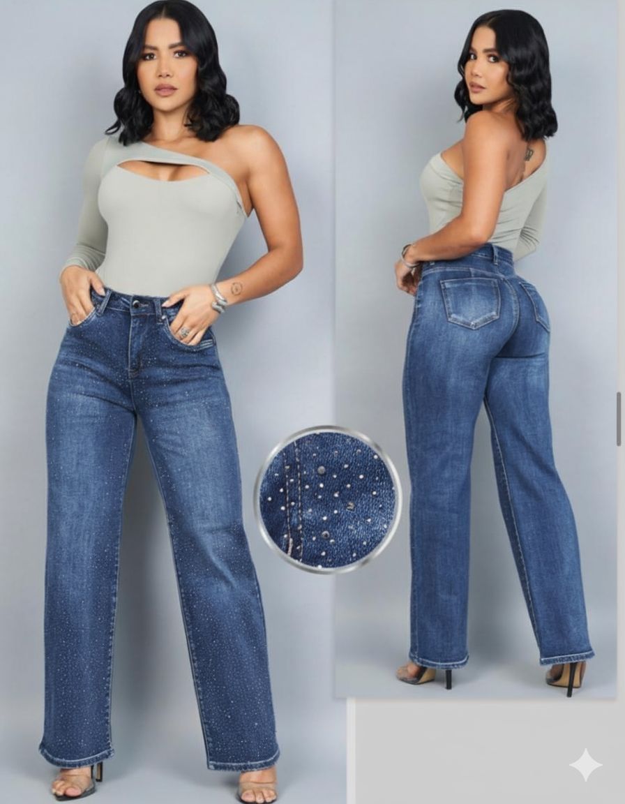 JEANS ANCHO PIEDRAS TALLA 8