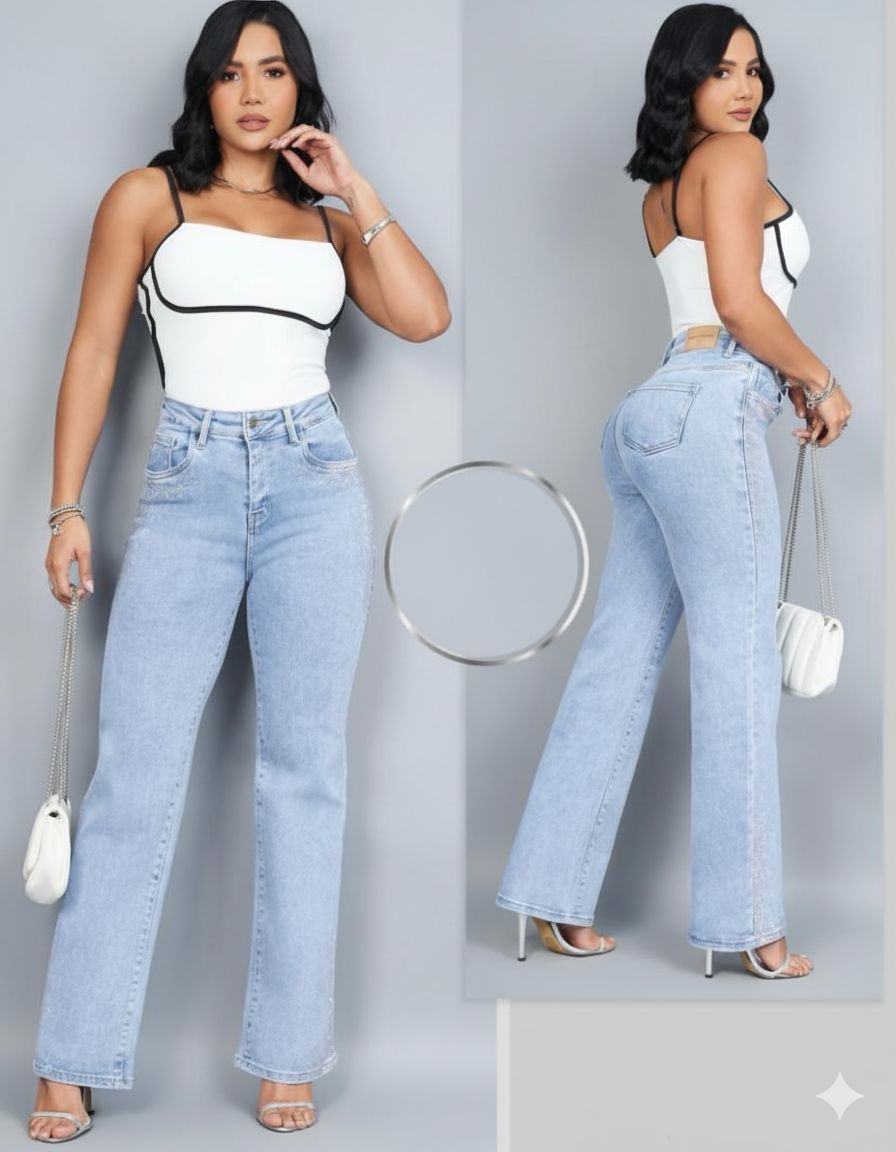 JEANS ANCHO PIEDRAS TALLA 8